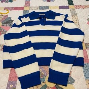 Blue and White Striped Women’s  Sweater
